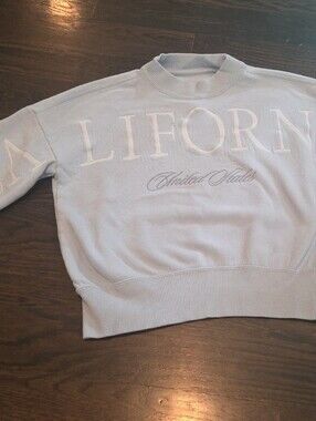 abercrombie kids Light Blue 'California' Script Crewneck Sweater